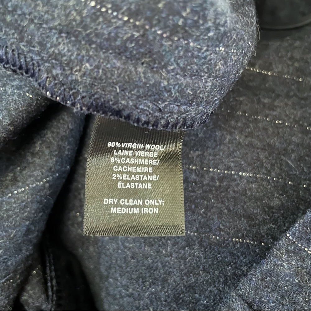 Lafayette 148 Navy Pinstriped Wool Pants with Elastic Waistband. Size S. NWT - Picture 9 of 10